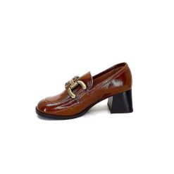 We Do Ivoire 11301A Cuir Vernis Marron Mocassins