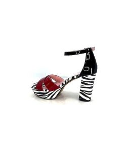 Dansi Dansi 5581 Cuir Noir Blanc Rouge Sandales