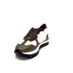 Requin Reqins Urielle Cuir Marron Textile Ecru Baskets