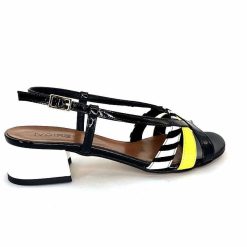 Ivoire0352 Ivoire K234 Jenny Cuir Vernis Noir Blanc Jaune Sandales