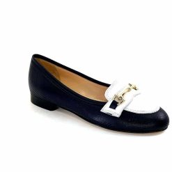 Ivoire0200 Ivoire 8002 For Cuir Bleu Marine Blanc Ballerines