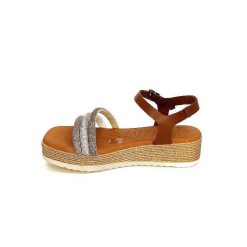 oh my sandals - innova footwear Ivoire 5434 Cuir Marron Strass Beige Plateformes