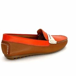 Ivoire0209b Ivoire 10322 Sauvage Cuir Orange Marron Beige Mocassins