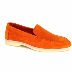 Ivoire0209b Ivoire 12851 Daim Orange Mocassins