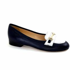 Ivoire0200 Ivoire 8002 For Cuir Bleu Marine Blanc Ballerines