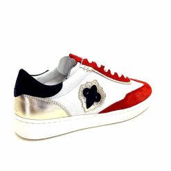 Donna Carolina Donna Carolina 51670 113 Cuir Blanc Daim Rouge Bleu Marine Baskets