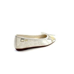 Requin Reqins Hello Cuir Blanc Dore Ballerines