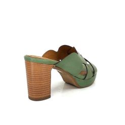 Ivoire0399a Ivoire 6080 Cuir Vert Olive Mules