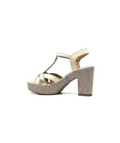 Ivoire0551 Ivoire 2131 Vera Cuir Creme Dore Plateformes