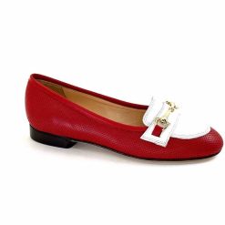 Ivoire0200 Ivoire 8002 For Cuir Rouge Blanc Ballerines