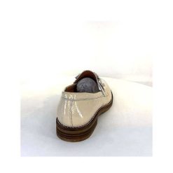 Myma Myma 7509 Cuir Vernis Frippe Beige Blanc Mocassins