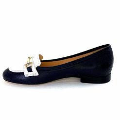 Ivoire0200 Ivoire 8002 For Cuir Bleu Marine Blanc Ballerines