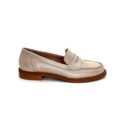 elisa lanci - lady shoes Ivoire Elsa N252 Cuir Beige Nacre Mocassins