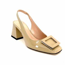 Evaluna Ivoire 6551 Cuir Vernis Beige Mesisa Escarpins