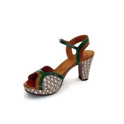 Chie Mihara Chie Mihara Eny Cuir Vert Marron Beige Sandales