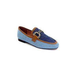 bibi lou - navima Bibi Lou 582 Cuir Marron Textile Denim Bleu Mocassins