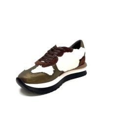 Requin Reqins Urielle Cuir Marron Textile Ecru Baskets