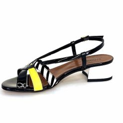 Ivoire0352 Ivoire K234 Jenny Cuir Vernis Noir Blanc Jaune Sandales