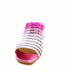 ivoire-395 Ivoire E10859 X Cuir Metal Degrde Rose Argent Bleu Mules