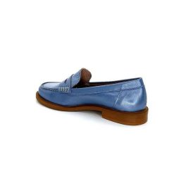 elisa lanci - lady shoes Ivoire Elsa N252 Cuir Bleu Nacre Mocassins