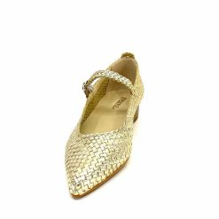 Ivoire0303 Ivoire 24776 Cuir Tresse Or Ballerines