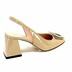 Evaluna Ivoire 6551 Cuir Vernis Beige Mesisa Escarpins