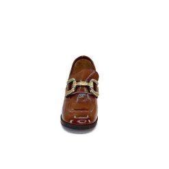 We Do Ivoire 11301A Cuir Vernis Marron Mocassins