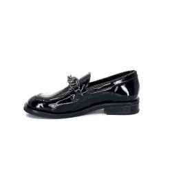 Ivoire0236a Ivoire 77502 Falconi Cuir Vernis Noir Mocassins