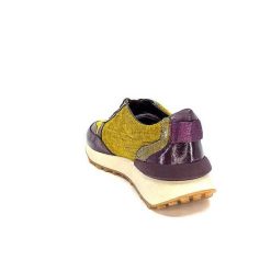 Requin Reqins Urania Mix Cuir Violet Textile Moutarde Baskets