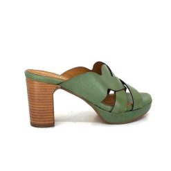 Ivoire0399a Ivoire 6080 Cuir Vert Olive Mules