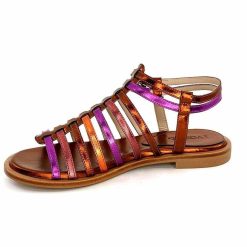 ivoire-395 Ivoire E10433 Neopolis Cuir Metal Orange Fuchsia Sandales