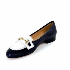 Ivoire0200 Ivoire 8002 For Cuir Bleu Marine Blanc Ballerines