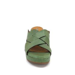 Ivoire0399a Ivoire 6080 Cuir Vert Olive Mules