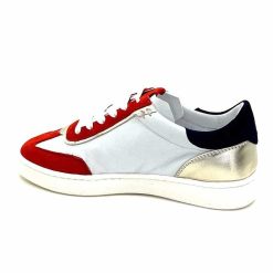 Donna Carolina Donna Carolina 51670 113 Cuir Blanc Daim Rouge Bleu Marine Baskets