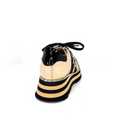 Ivoire0347b Ivoire H985M Cuir Vernis Noir Beige Baskets