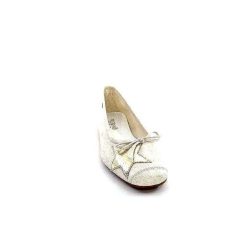 Requin Reqins Hello Cuir Blanc Dore Ballerines