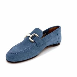 Ivoire0209b Ivoire 12807 Daim Bleu Jeans Mocassins