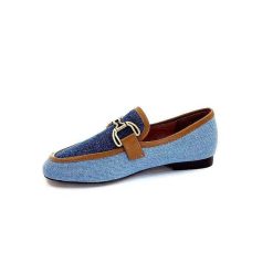 bibi lou - navima Bibi Lou 582 Cuir Marron Textile Denim Bleu Mocassins