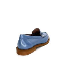 elisa lanci - lady shoes Ivoire Elsa N252 Cuir Bleu Nacre Mocassins