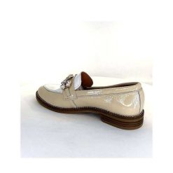 Myma Myma 7509 Cuir Vernis Frippe Beige Blanc Mocassins