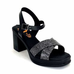 Porronet Porronet Fi 2973 Cuir Noir Strass Noir Sandales