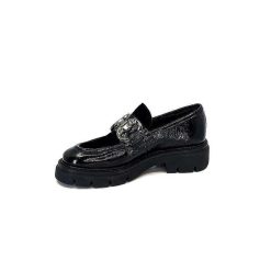 Ivoire0104a Ivoire 52195 Cuir Noir Daim Noir Mocassins