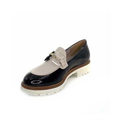 Ivoire0130a Ivoire 8B5116 Vernis Noir Cuir Beige Mocassins