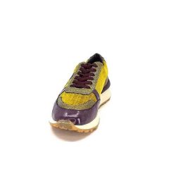 Requin Reqins Urania Mix Cuir Violet Textile Moutarde Baskets