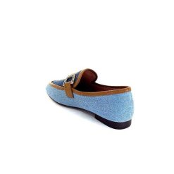 bibi lou - navima Bibi Lou 582 Cuir Marron Textile Denim Bleu Mocassins