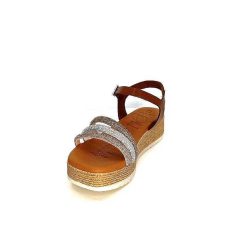 oh my sandals - innova footwear Ivoire 5434 Cuir Marron Strass Beige Plateformes